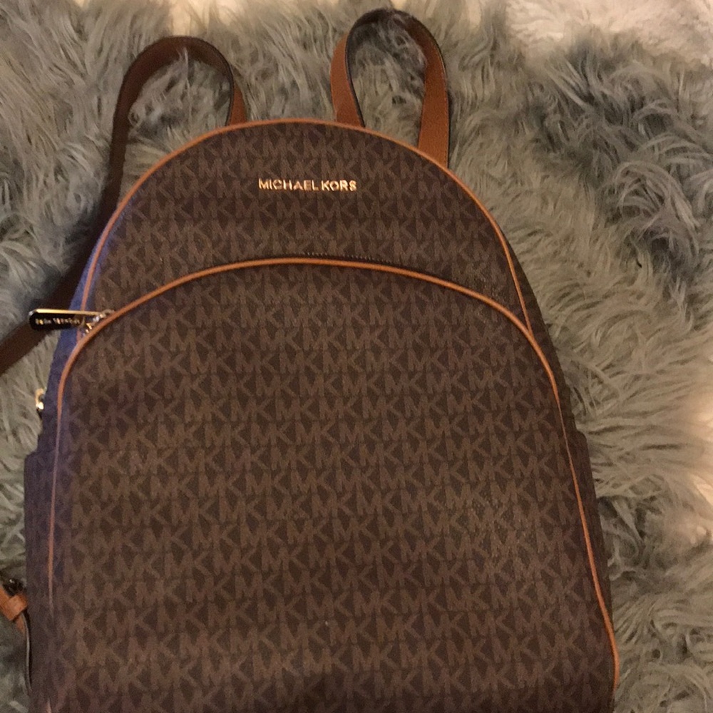 Michael Kors Logo Leather Backpack